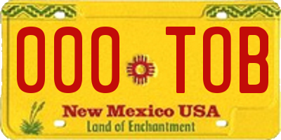 NM license plate 000TOB