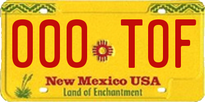 NM license plate 000TOF