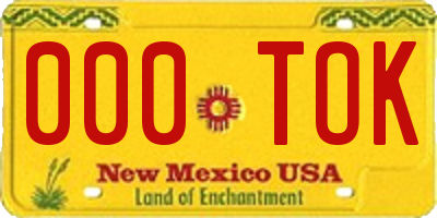 NM license plate 000TOK
