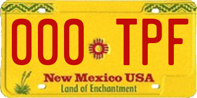 NM license plate 000TPF