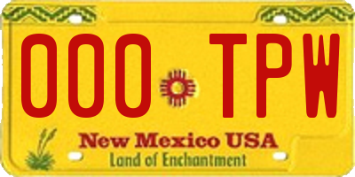 NM license plate 000TPW