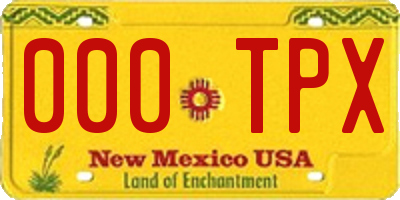 NM license plate 000TPX