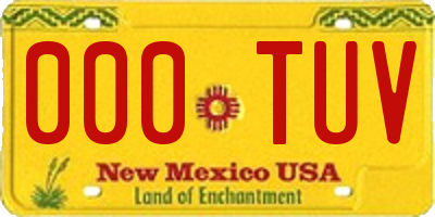 NM license plate 000TUV