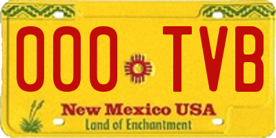 NM license plate 000TVB
