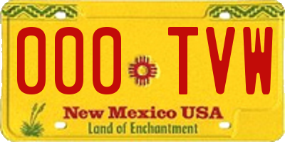 NM license plate 000TVW