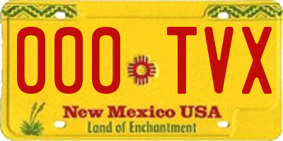NM license plate 000TVX