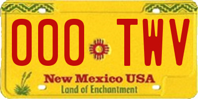 NM license plate 000TWV