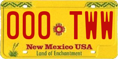 NM license plate 000TWW