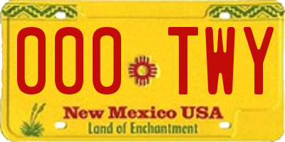 NM license plate 000TWY