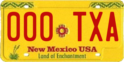 NM license plate 000TXA