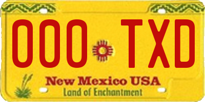 NM license plate 000TXD