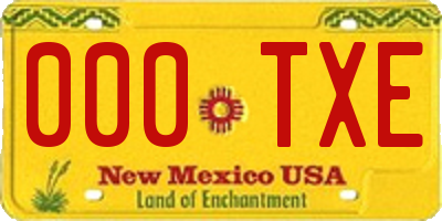 NM license plate 000TXE