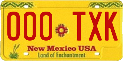 NM license plate 000TXK