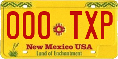 NM license plate 000TXP