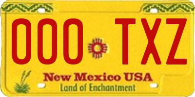 NM license plate 000TXZ