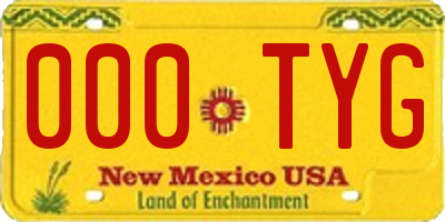 NM license plate 000TYG