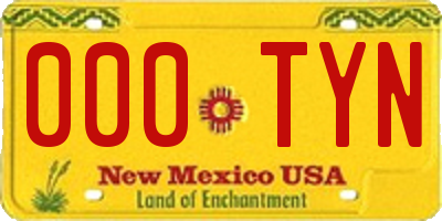 NM license plate 000TYN
