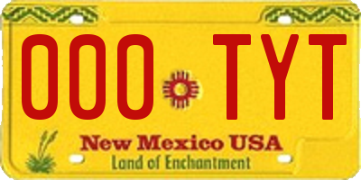 NM license plate 000TYT