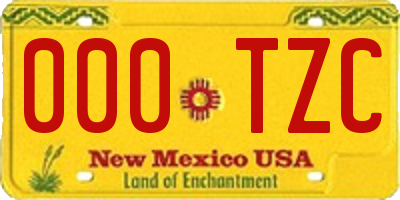 NM license plate 000TZC