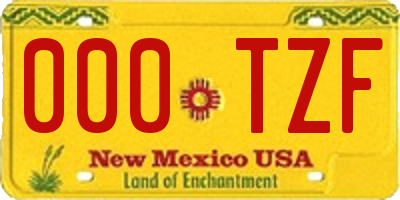 NM license plate 000TZF