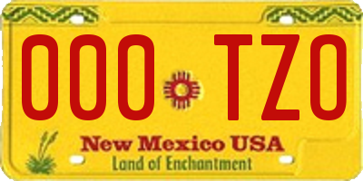NM license plate 000TZO