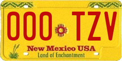 NM license plate 000TZV