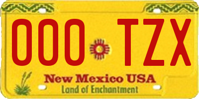 NM license plate 000TZX