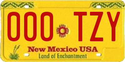 NM license plate 000TZY