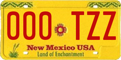 NM license plate 000TZZ