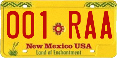 NM license plate 001RAA