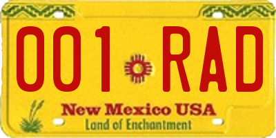 NM license plate 001RAD