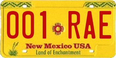 NM license plate 001RAE