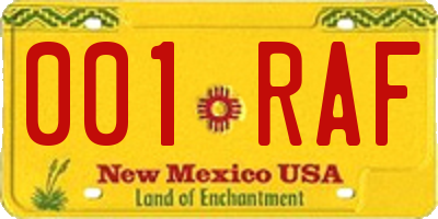 NM license plate 001RAF