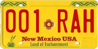 NM license plate 001RAH