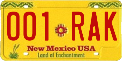 NM license plate 001RAK