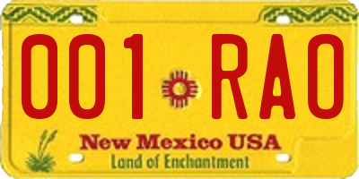 NM license plate 001RAO