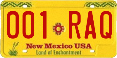 NM license plate 001RAQ