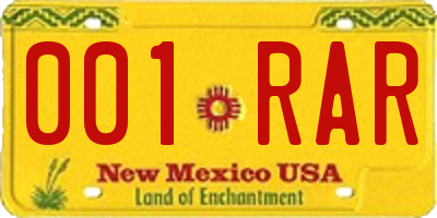 NM license plate 001RAR