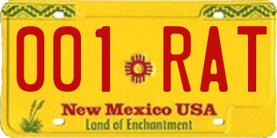 NM license plate 001RAT