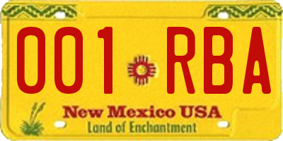 NM license plate 001RBA