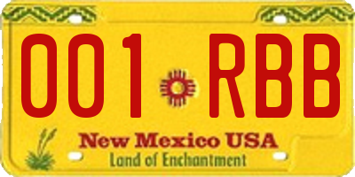 NM license plate 001RBB