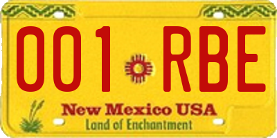 NM license plate 001RBE