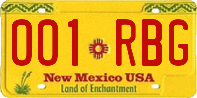 NM license plate 001RBG