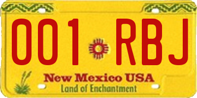 NM license plate 001RBJ