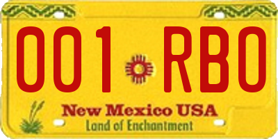 NM license plate 001RBO