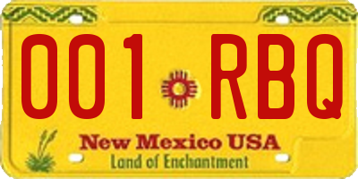 NM license plate 001RBQ