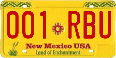 NM license plate 001RBU