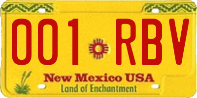 NM license plate 001RBV