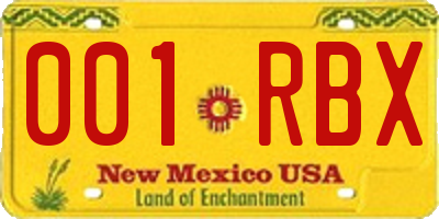 NM license plate 001RBX
