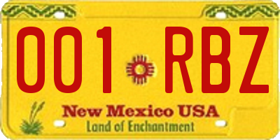 NM license plate 001RBZ